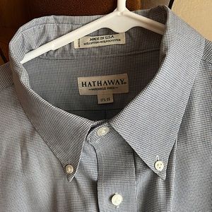 😲Hathaway Blue Microcheck Button Down 17.5 34-35